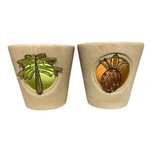 VTG 2 Global Amici Tropical Candle Holders – Palm Tree & Pineapple | Beaded
